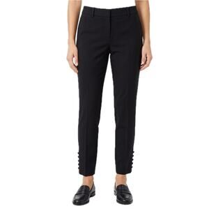 LOFT Marisa Black Slim Fit Mid Rise Ankle Covered Button Pants Trousers Size 6